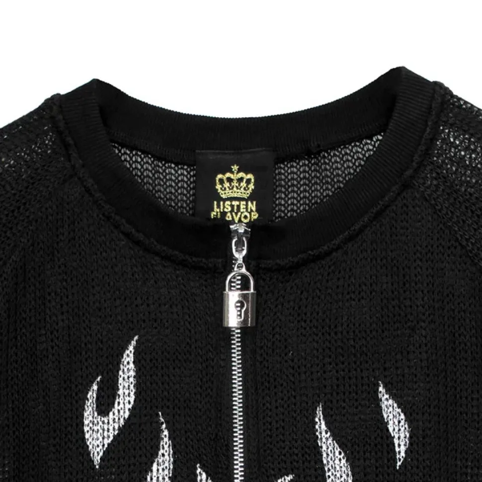 LISTEN FLAVOR See-Through Mesh Pullover