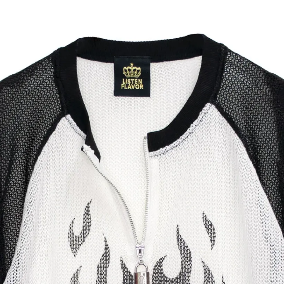 LISTEN FLAVOR See-Through Mesh Pullover