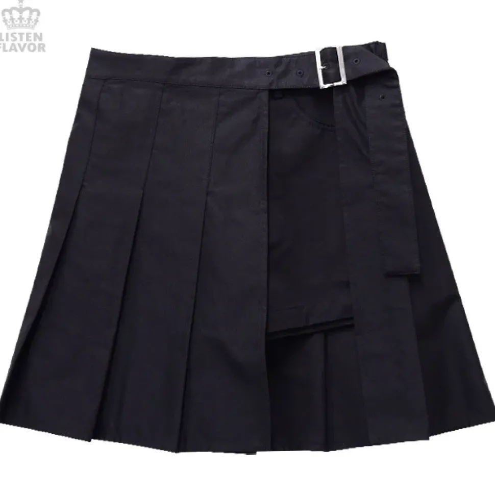 LISTEN FLAVOR Shorts w/ Wrap-around Pleated Skirt