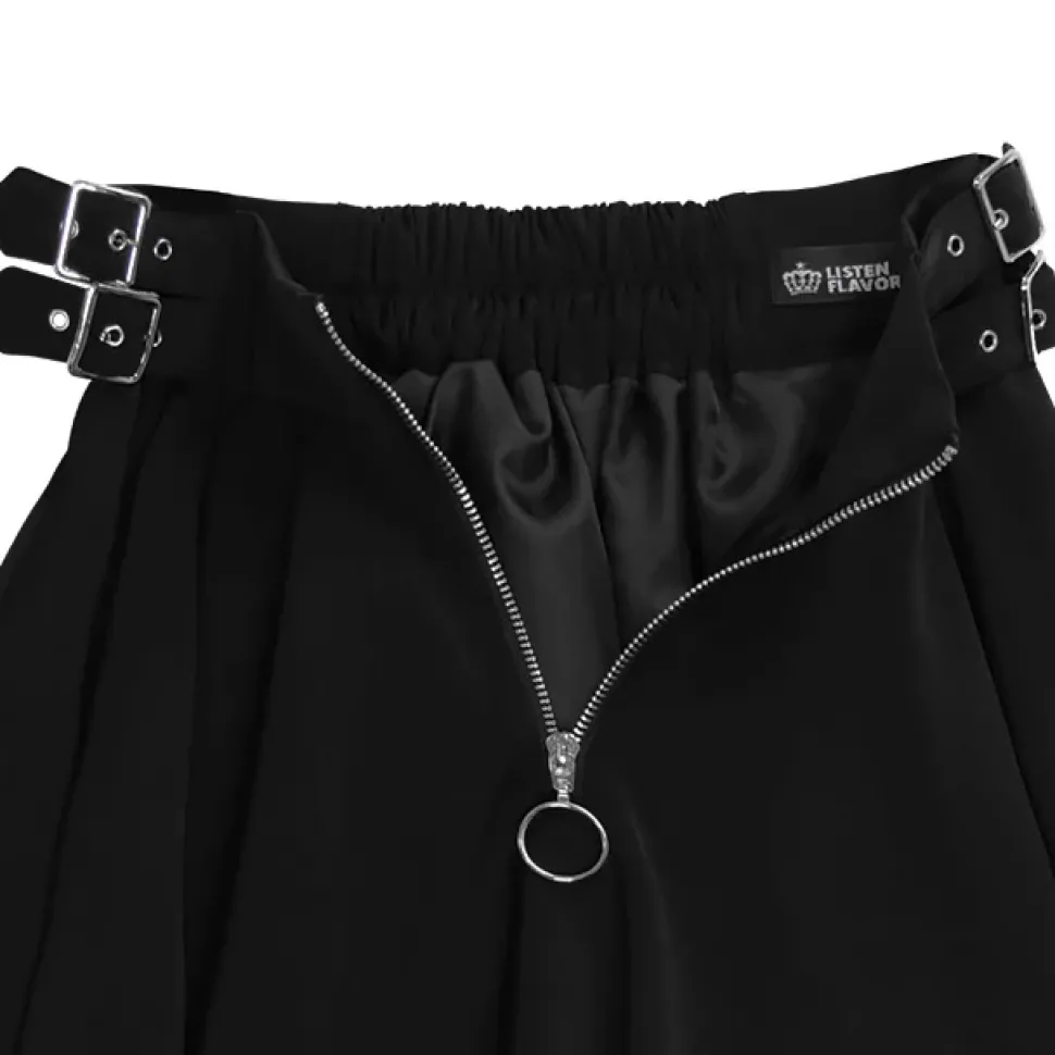 LISTEN FLAVOR Side Belt Circular Skirt