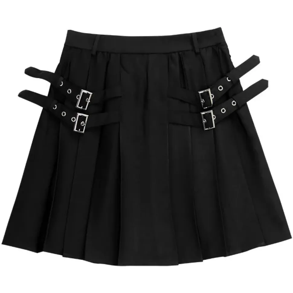 LISTEN FLAVOR Side Belt Pleated Skirt