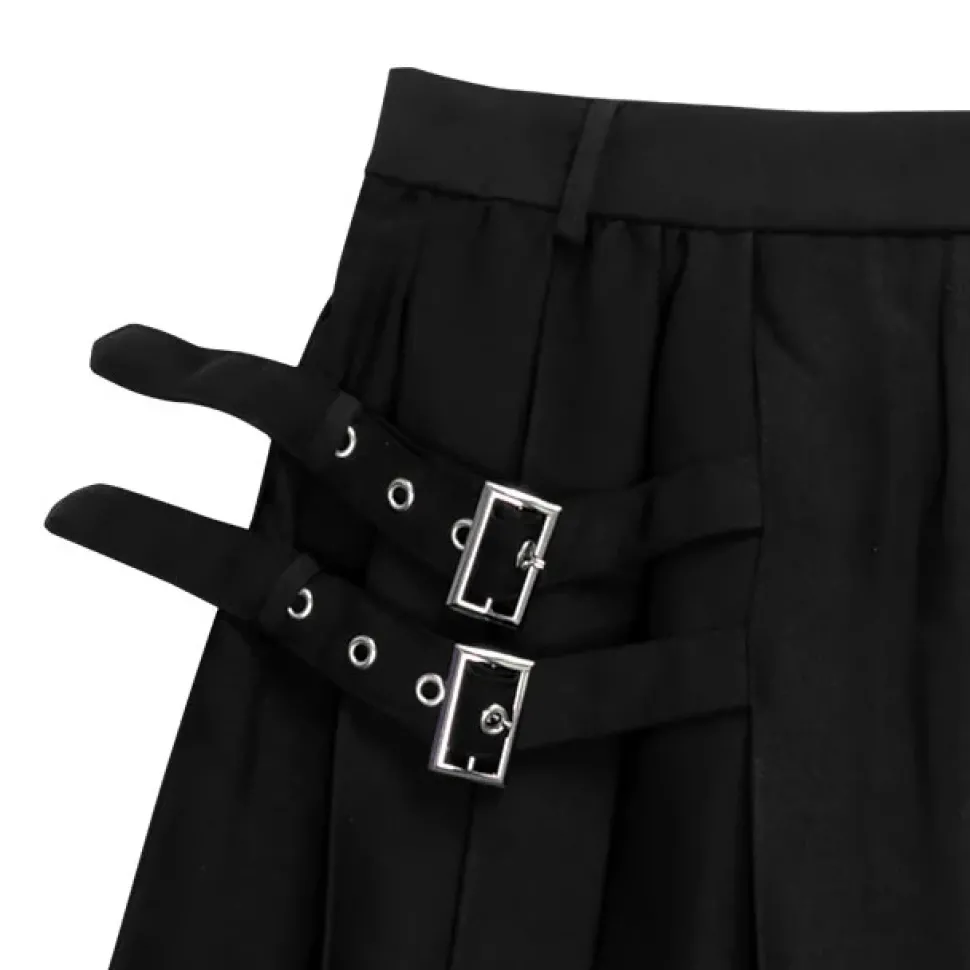 LISTEN FLAVOR Side Belt Pleated Skirt