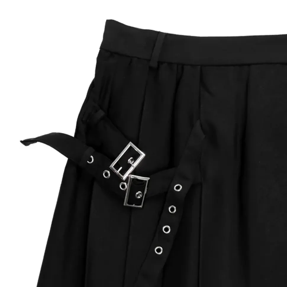 LISTEN FLAVOR Side Belt Pleated Skirt