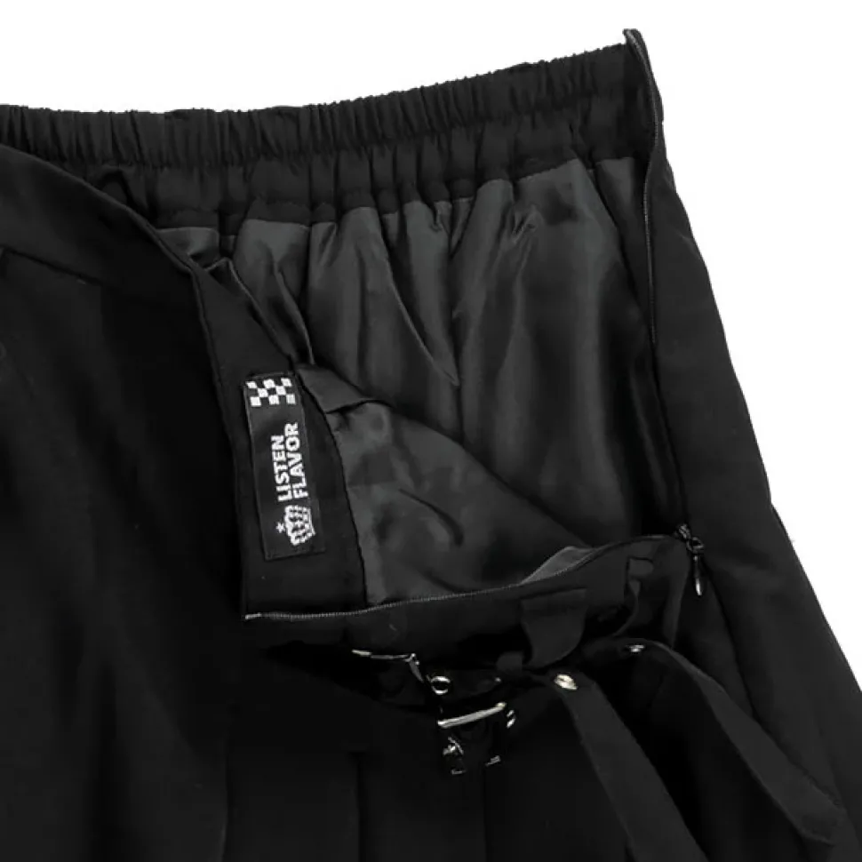 LISTEN FLAVOR Side Belt Pleated Skirt