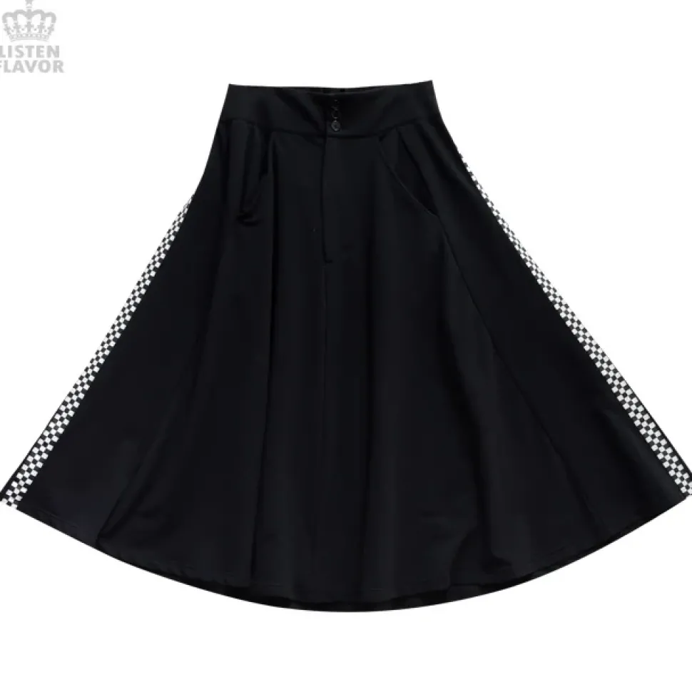 LISTEN FLAVOR Side Chekered Super Wide Skirt