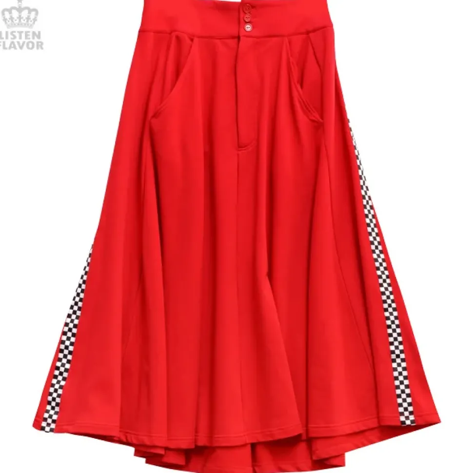 LISTEN FLAVOR Side Chekered Super Wide Skirt