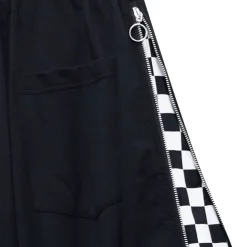 LISTEN FLAVOR Side Zip Checkered Super Wide Pants