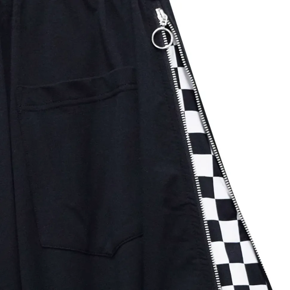 LISTEN FLAVOR Side Zip Checkered Super Wide Pants