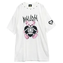 LISTEN FLAVOR Skeleton Bear Studs Big T-Shirt