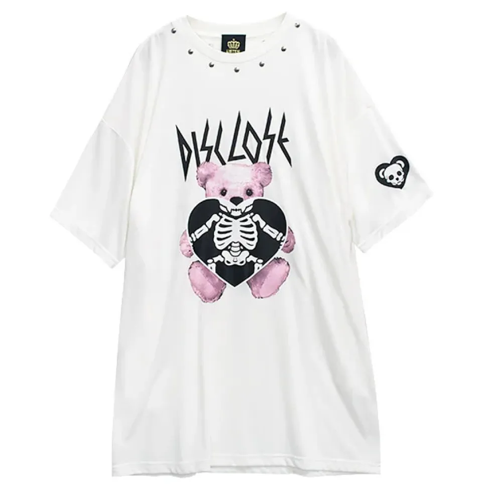 LISTEN FLAVOR Skeleton Bear Studs Big T-Shirt