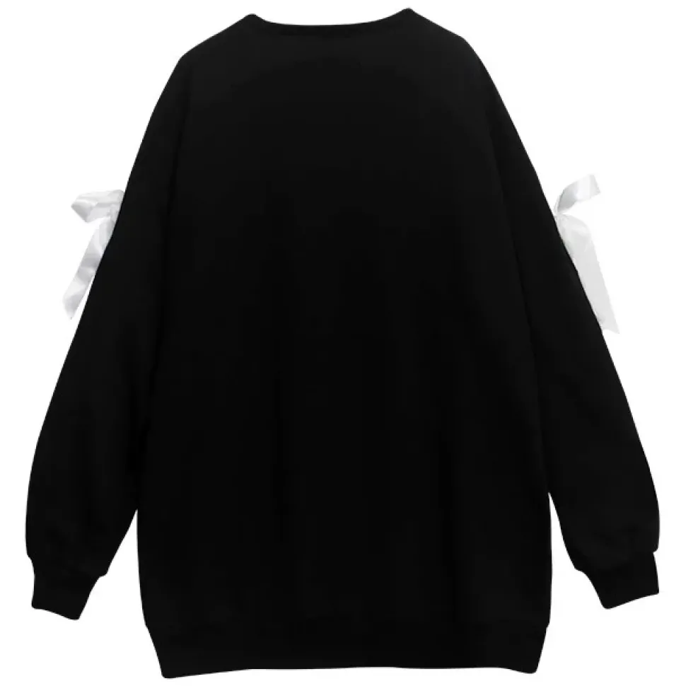 LISTEN FLAVOR Strawberry Bear Lace-Up Sleeve Pullover