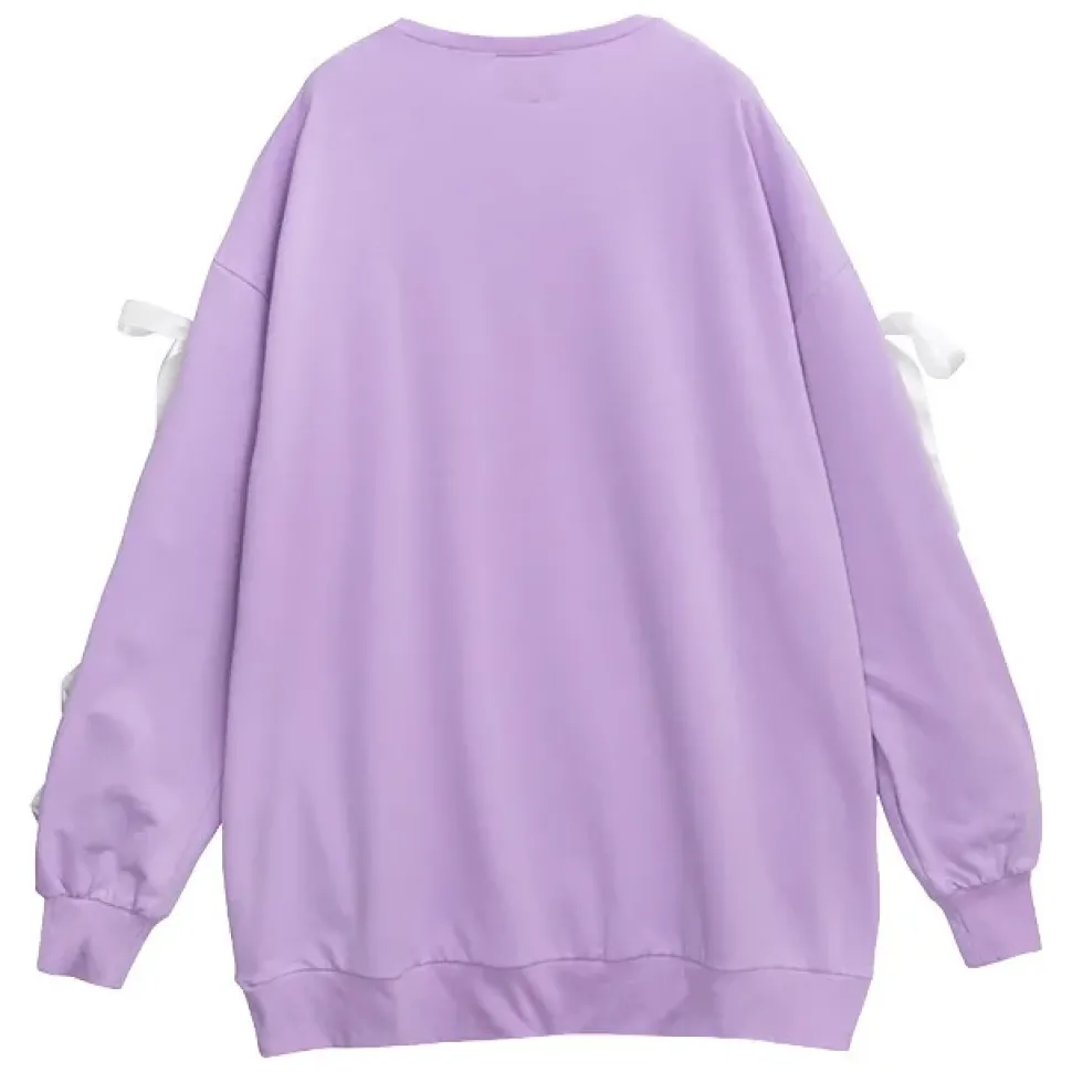 LISTEN FLAVOR Strawberry Bear Lace-Up Sleeve Pullover