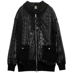 LISTEN FLAVOR Triple Belt Mesh Zip Hoodie