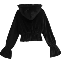 LISTEN FLAVOR Triple Heart Velour Short Hoodie