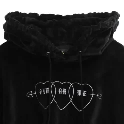 LISTEN FLAVOR Triple Heart Velour Short Hoodie