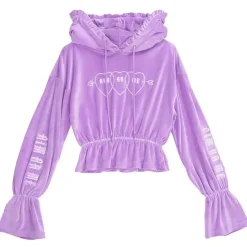 LISTEN FLAVOR Triple Heart Velour Short Hoodie