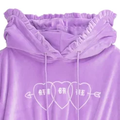 LISTEN FLAVOR Triple Heart Velour Short Hoodie