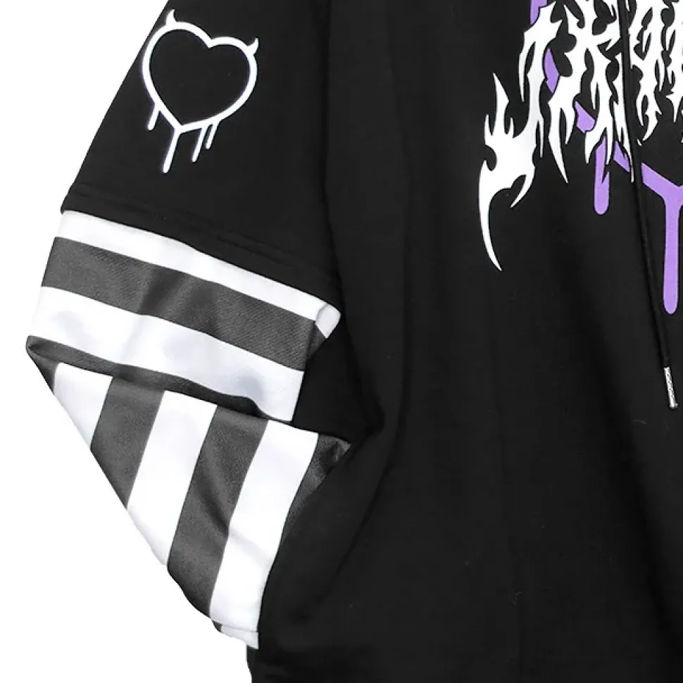 LISTEN FLAVOR Usamimi Stripe Layered Style Hoodie