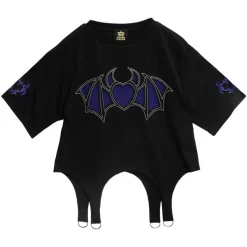 LISTEN FLAVOR Vampire Heart Hollowed-out Garter Tops Black