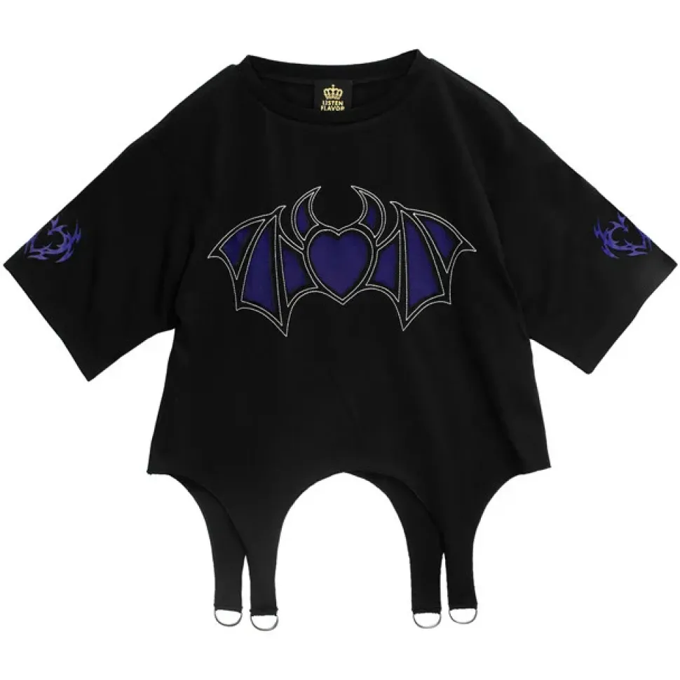 LISTEN FLAVOR Vampire Heart Hollowed-out Garter Tops Black