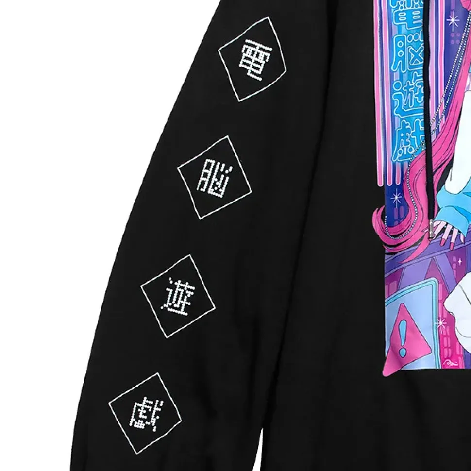 LISTEN FLAVOR x A.YAMI Half Zip Hoodie Black