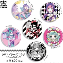LISTEN FLAVOR x Tatsumi Tsurushima Moonlit Roses Punk Girl Collab Pin Badge
