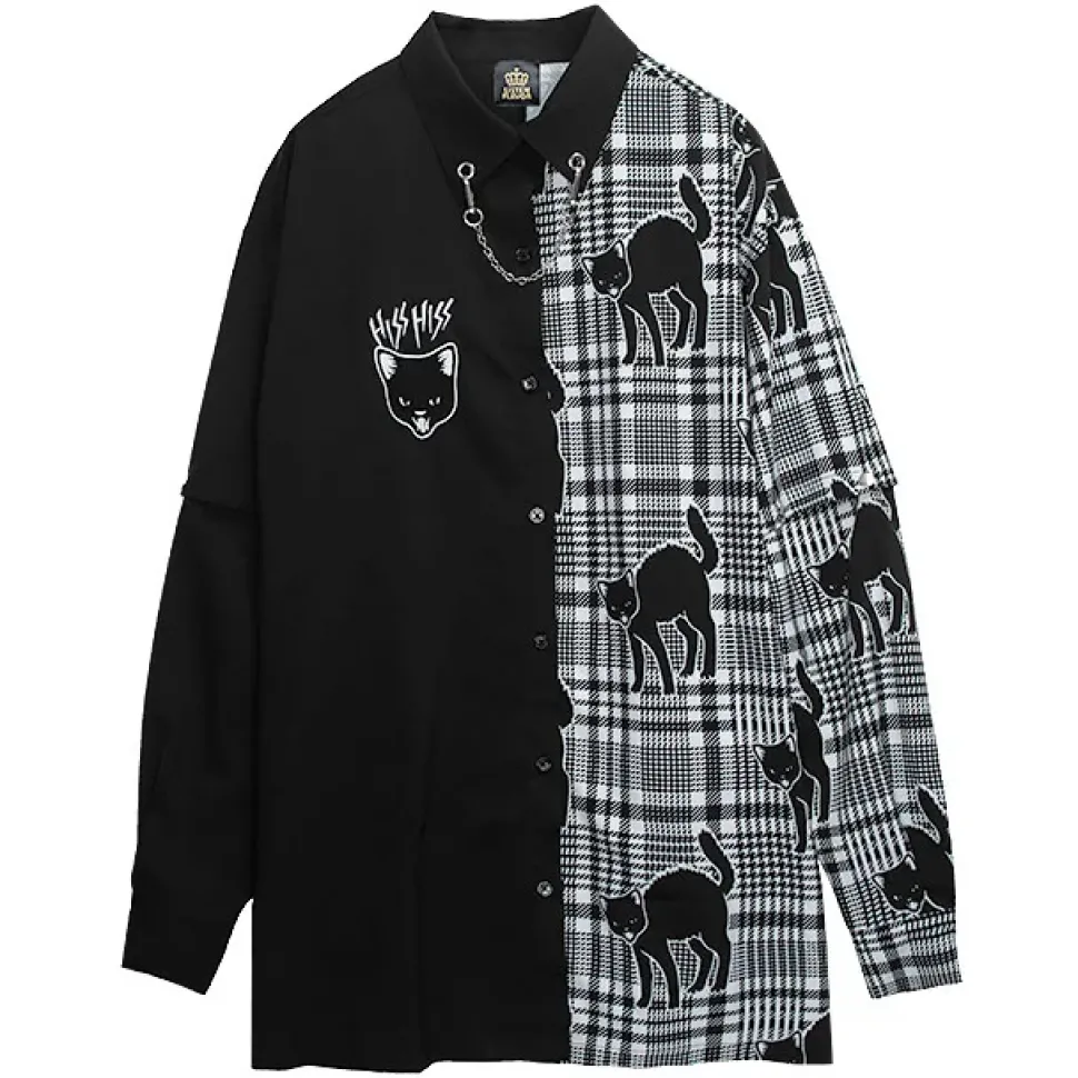 LISTEN FLAVOR Yannoka Step Black Cat 2-Way Shirt