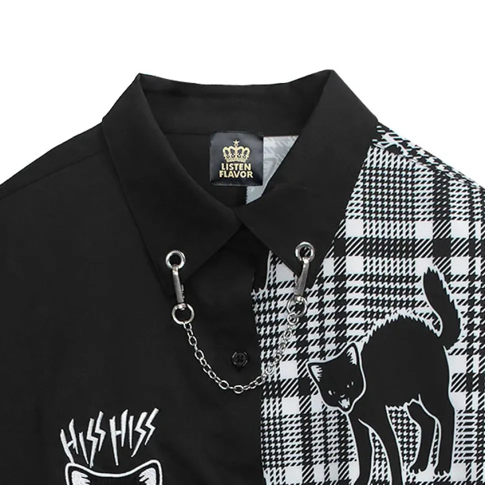 LISTEN FLAVOR Yannoka Step Black Cat 2-Way Shirt