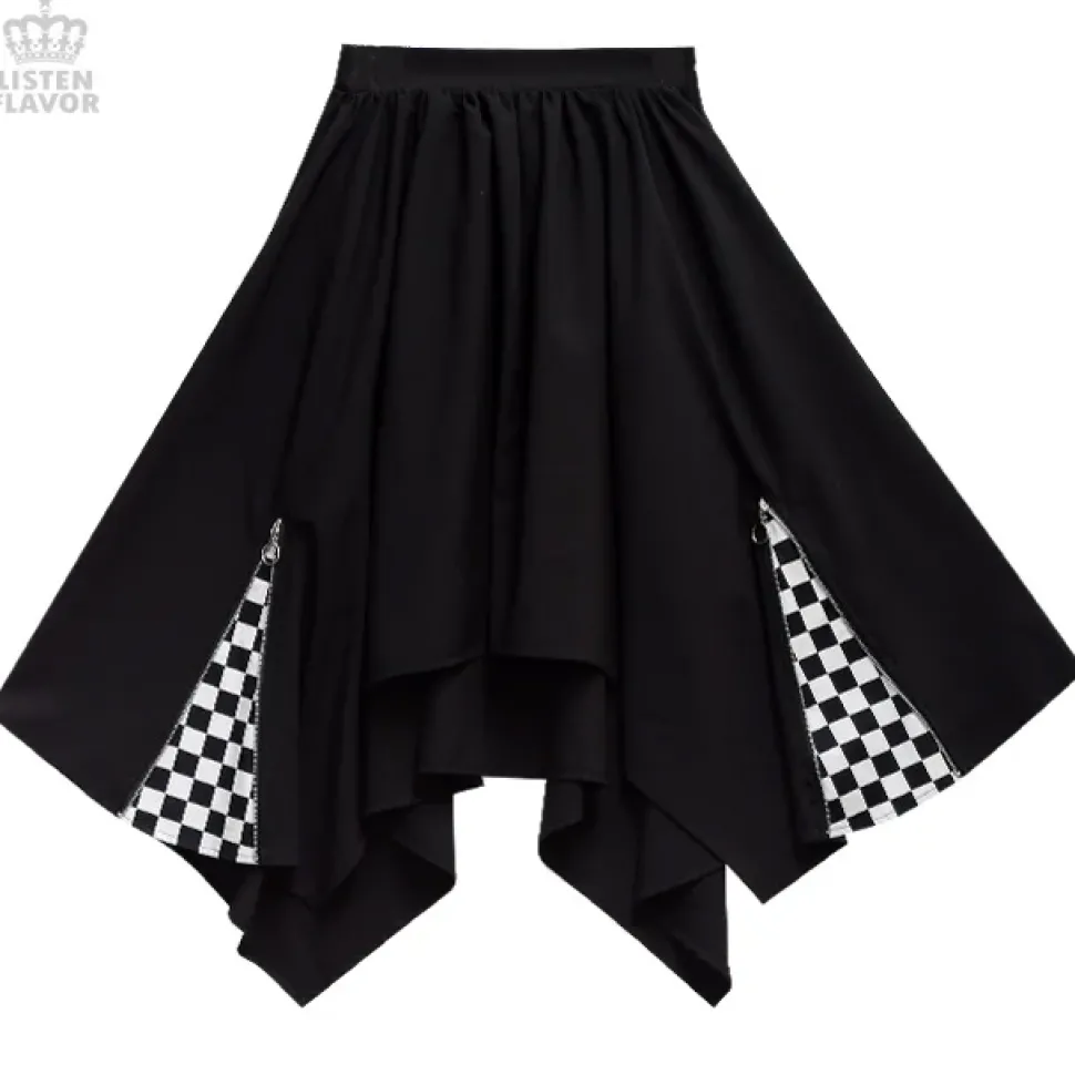 LISTEN FLAVOR Zip Detail Hemline Skirt