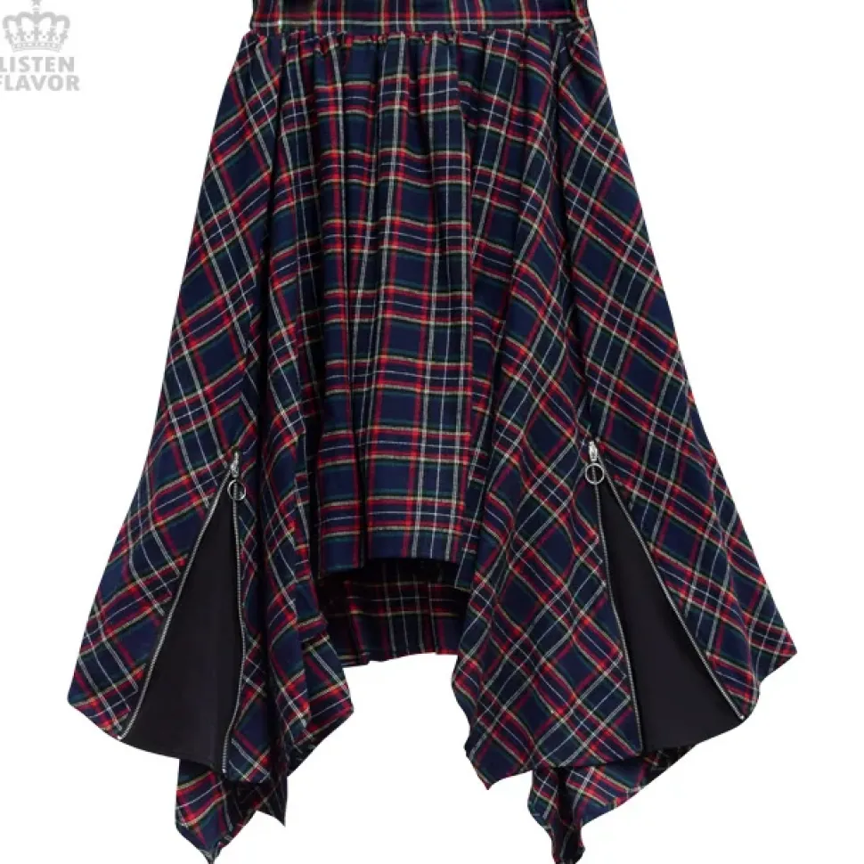 LISTEN FLAVOR Zip Detail Hemline Skirt