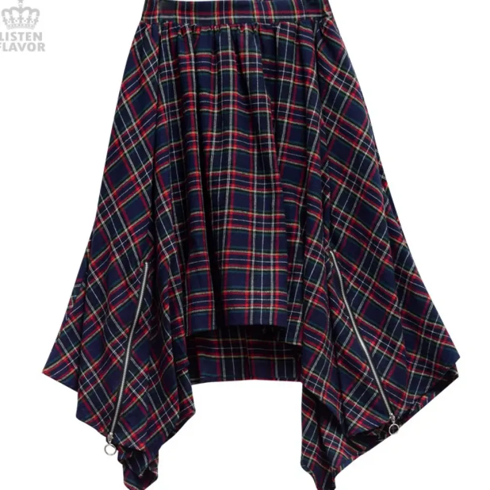 LISTEN FLAVOR Zip Detail Hemline Skirt
