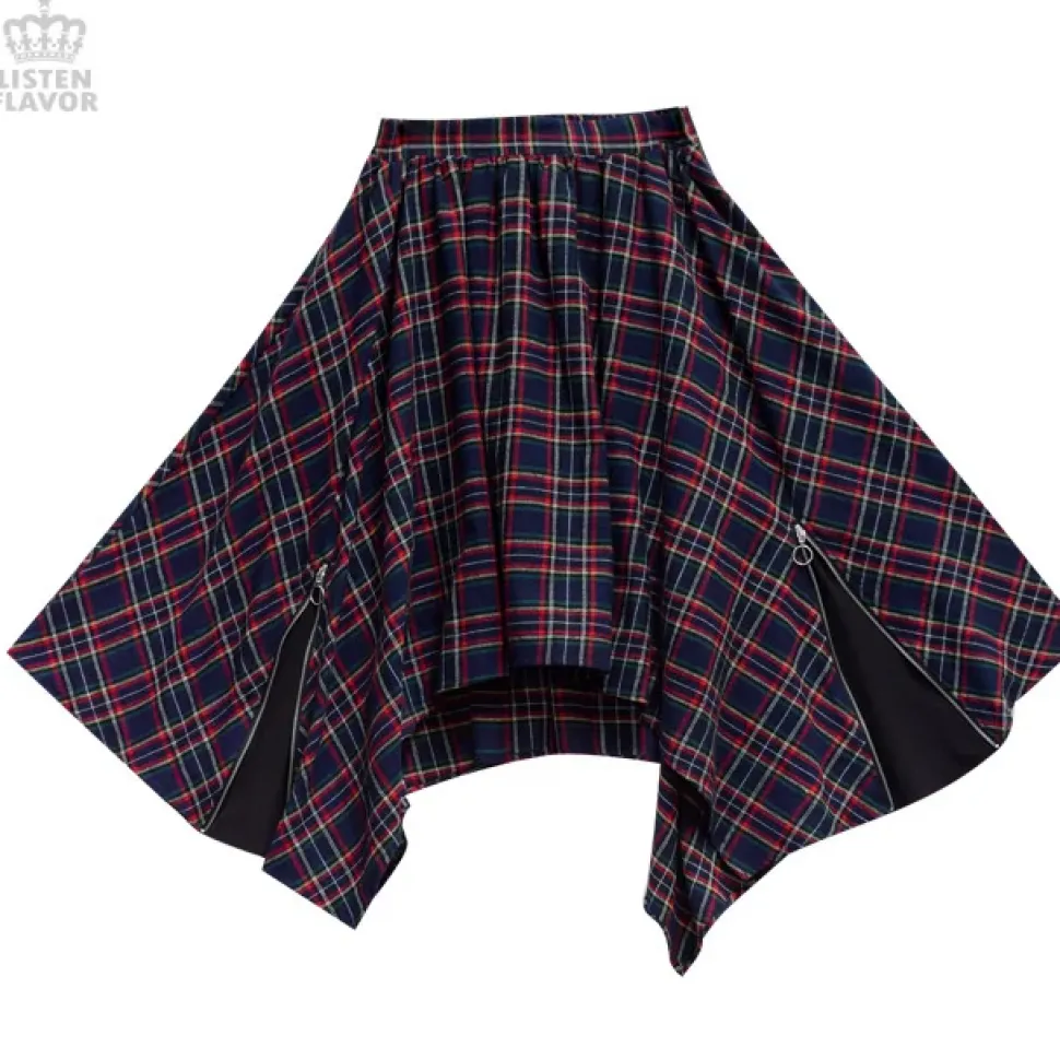 LISTEN FLAVOR Zip Detail Hemline Skirt