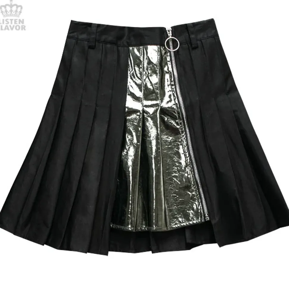 LISTEN FLAVOR Zip Pleated Skirt