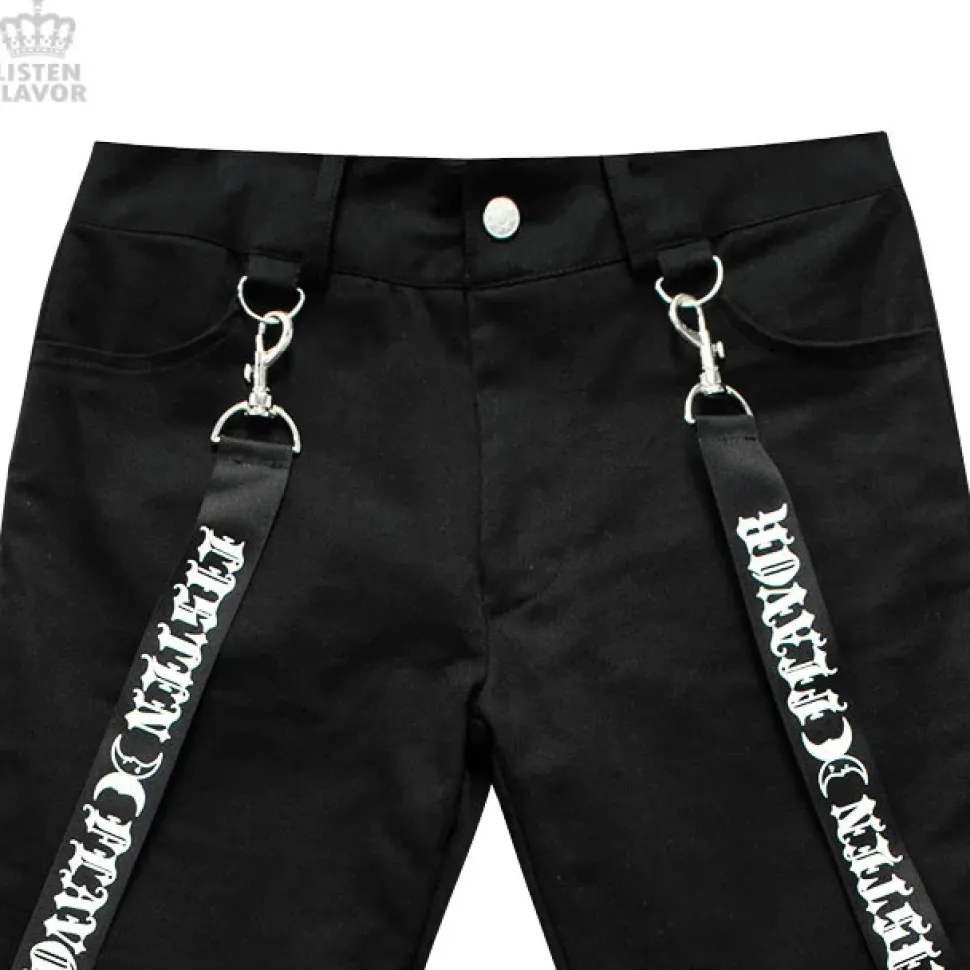 LISTEN FLAVOR Zip Skinny Pants w/ Suspenders