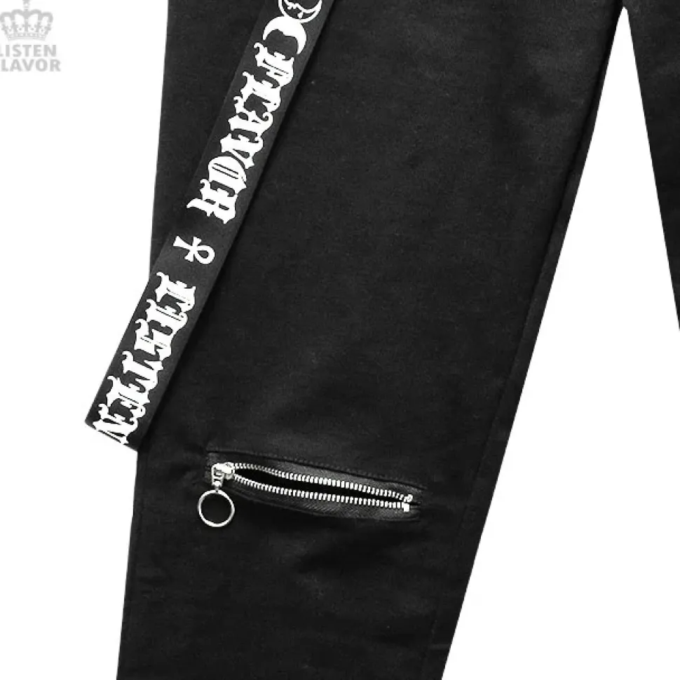 LISTEN FLAVOR Zip Skinny Pants w/ Suspenders