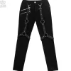 LISTEN FLAVOR Zip Skinny Black Pants w/ Harness