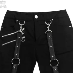 LISTEN FLAVOR Zip Skinny Black Pants w/ Harness