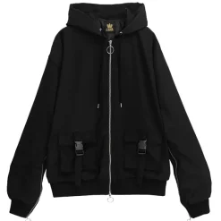 LISTEN FLAVOR Zip Slit Sleeve Hooded Blouson
