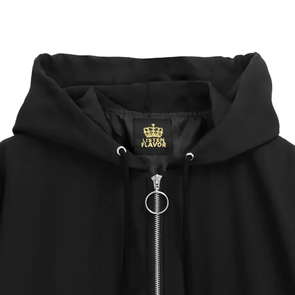 LISTEN FLAVOR Zip Slit Sleeve Hooded Blouson