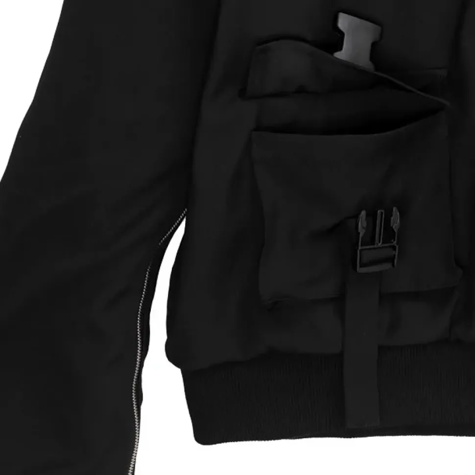 LISTEN FLAVOR Zip Slit Sleeve Hooded Blouson