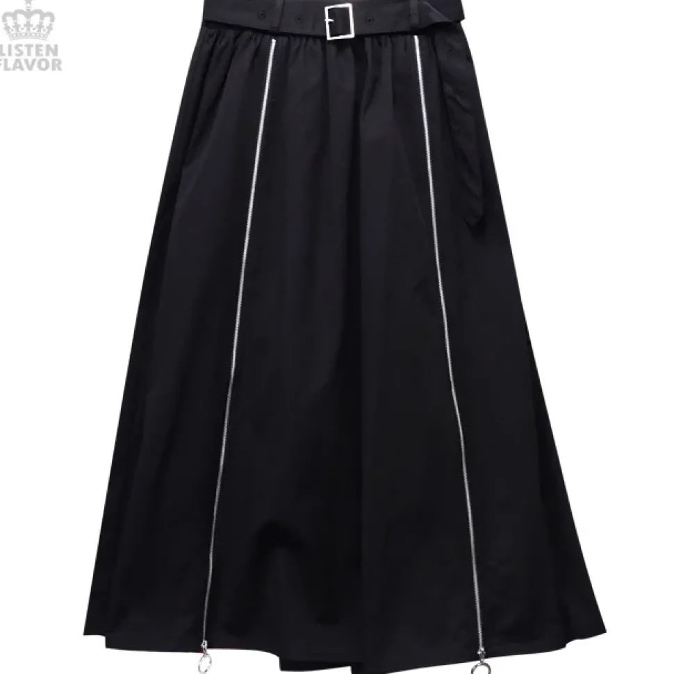 LISTEN FLAVOR Zipper Detail Long Skirt
