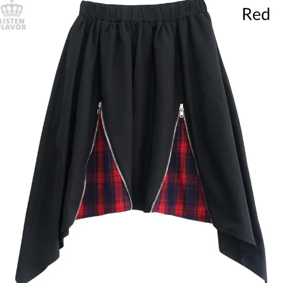 LISTEN FLAVOR Zippered Hem Line Skirt