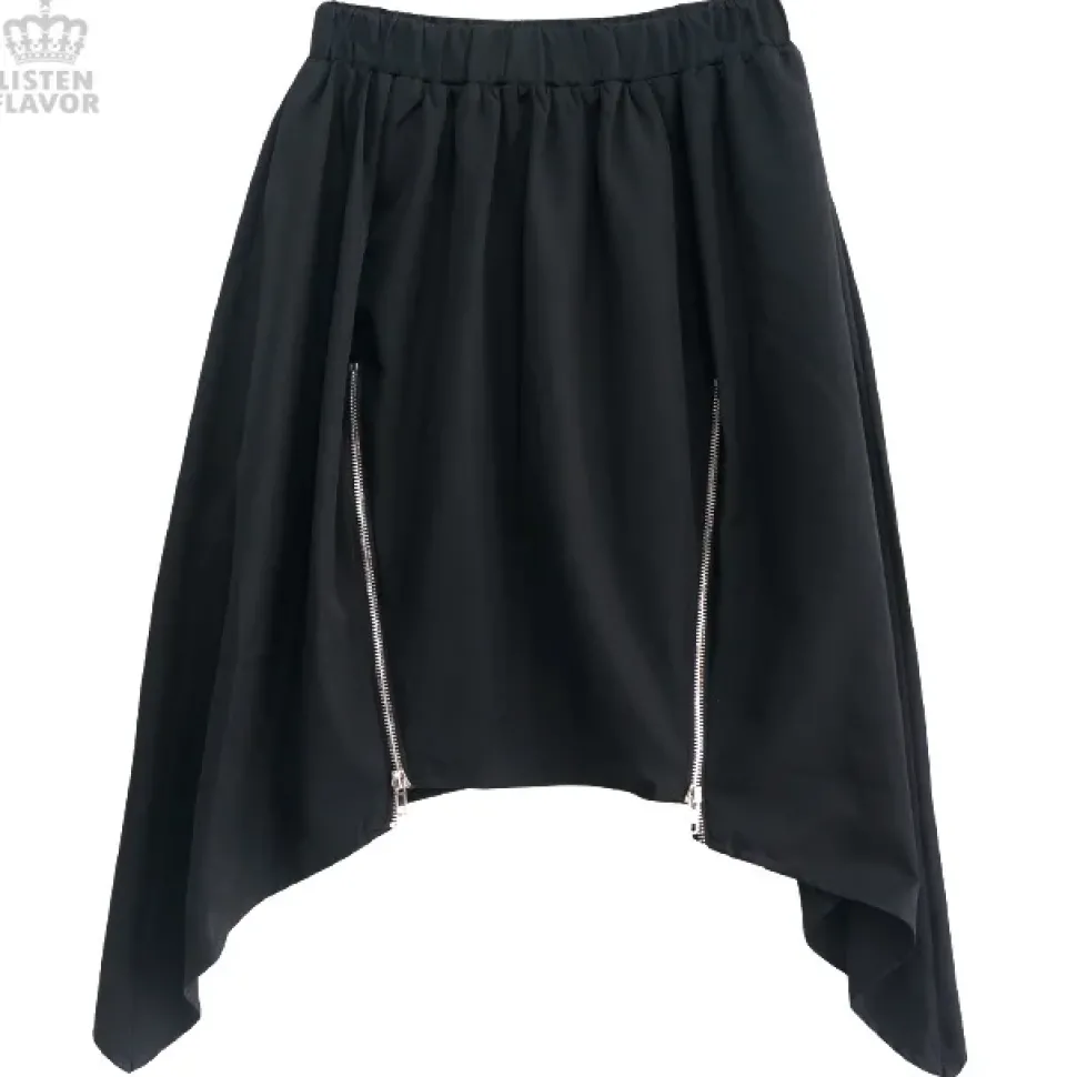 LISTEN FLAVOR Zippered Hem Line Skirt