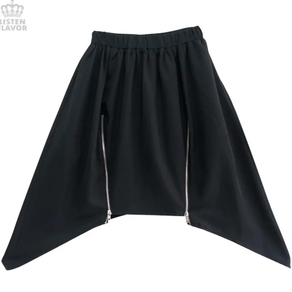 LISTEN FLAVOR Zippered Hem Line Skirt