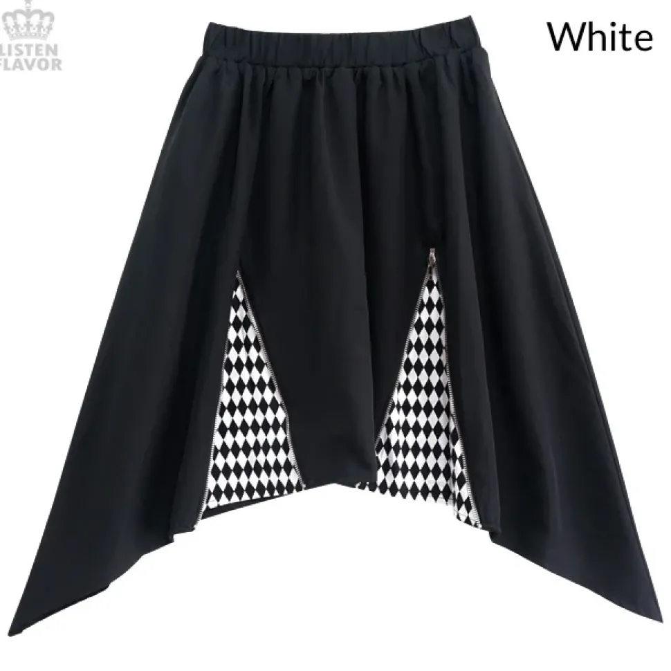 LISTEN FLAVOR Zippered Hem Line Skirt