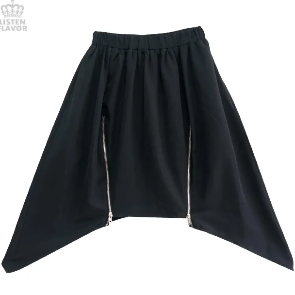 LISTEN FLAVOR Zippered Hem Line Skirt