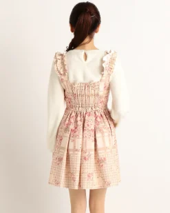 LIZ LISA Flower Check Pattern Pinafore Dress