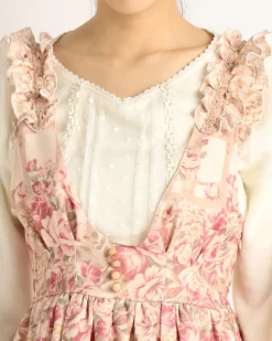 LIZ LISA Flower Check Pattern Pinafore Dress