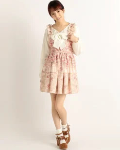 LIZ LISA Flower Check Pattern Pinafore Dress