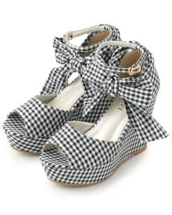 LIZ LISA Gingham Wedge Sandals